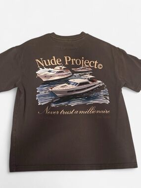 Nude Project Brownish Charcoal Graphic Tee - 'Never Trust a Millionaire'